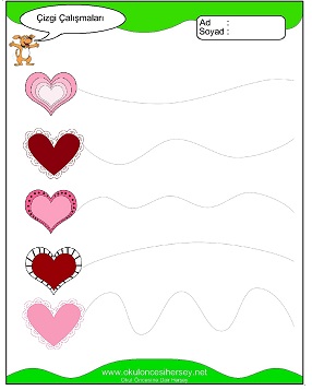 okul öncesi çizgi çalışma sayfaları